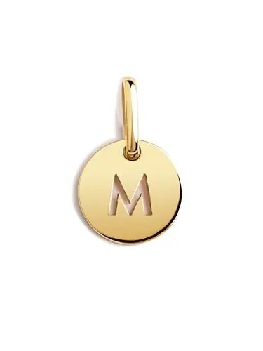 SINGULARU - Mini Medallion Letter. Colgante Inicial en Plata de Ley 925 con Acabado Baño de Oro de 18 Kt. Combinable con Collar. Joyas para Mujer. Letra M