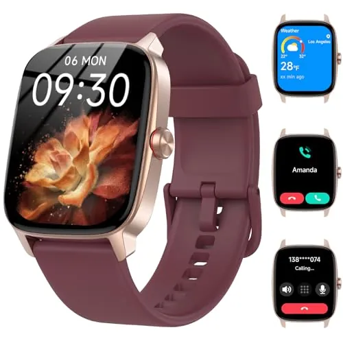 Reloj Inteligente Mujer Hombre con Llamadas Bluetooth y Voz AI, 1.85'' Smartwatch con Whatsapp Notificación, Pulsómetro/SpO2/Sueño/Podómetro, 110+ Modos Deportivos, Impermeable IP68 para iOS/Android