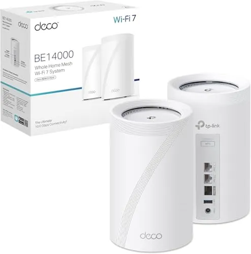 TP-Link Deco BE68(2-Pack) - Sistema WiFi 7 Mesh, BE14000, tribanda, 540 m² | Cobertura WiFi para Toda la Casa. Red Unificada. Puertos 10G. Control Parental. App Deco.