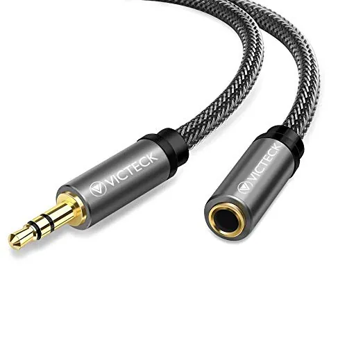 VICTECK Cable Audio alargador extensión 5M, Nylon Trenzado Jack Audio Estéreo 3,5 mm Macho a Hembra Compatible with Coche Altavoces Auriculares iPhone iPad iPod Samsung MP3 Player (5M)
