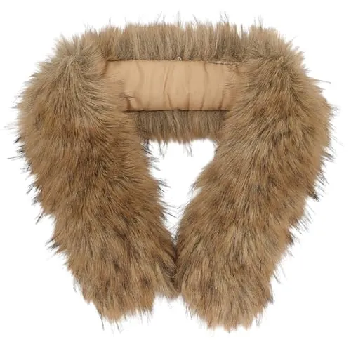 BENECREAT Collar de piel sintética de color café con capucha de pelo sintético para abrigo, jersey, chaqueta, costura, manualidades, decoración, 75 x 13 x 2 cm