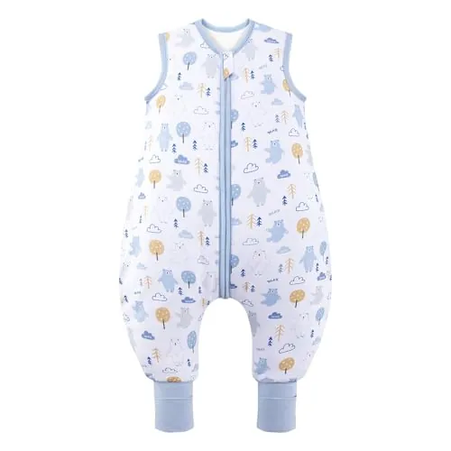 ToyaTec Saco de Dormir para bebé con pies, rayón súper Suave Hecho de bambú, Saco de Dormir de Fibra de bambú para niños, 2,5 TOG, Manta de Dormir para otoño e Invierno (Oso, 100 cm (3-5 años))