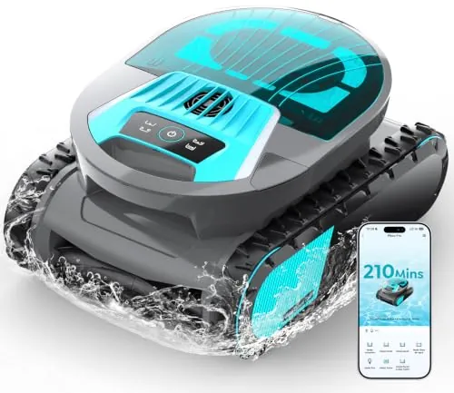 Nuovo 2026 Pleco Pro Robot Limpiafondos Piscina, Paredes, Línea y Plataformas, 210Min Autonomía, Doble Filtración, 5 Modos App Planificación Inteligente, para Piscinas de hasta 200 ㎡
