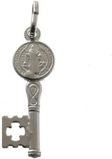 Colgante Llave de San Benito de Plata de ley 925 22mm