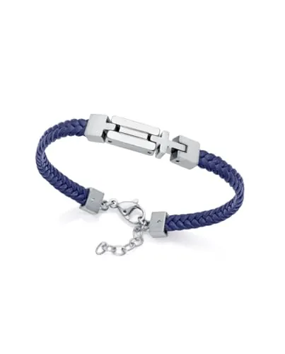 Puls Acero Y Piel Azul Cruz Niño Fashion