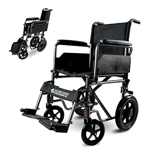 Mobiclinic®, Silla de ruedas, S230, Plegable y ligera, Asiento 40 cm, Reposapiés abatibles extraíbles, Reposabrazos acolchados, Pequeñas, Freno estacionamiento pie