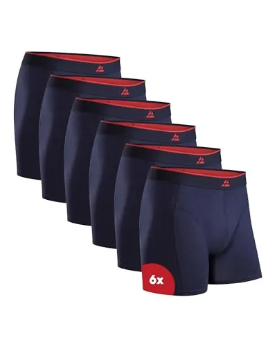 DANISH ENDURANCE Calzoncillos Hombre Boxer de Bambu, con o Sin Bragueta, Suaves y Elásticos, 6 Pack, Azul Marino, L