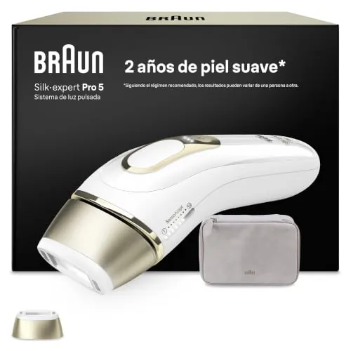 Braun Depiladora Luz Pulsada Silk·expert Pro 5, PL5100, Blanco/Oro