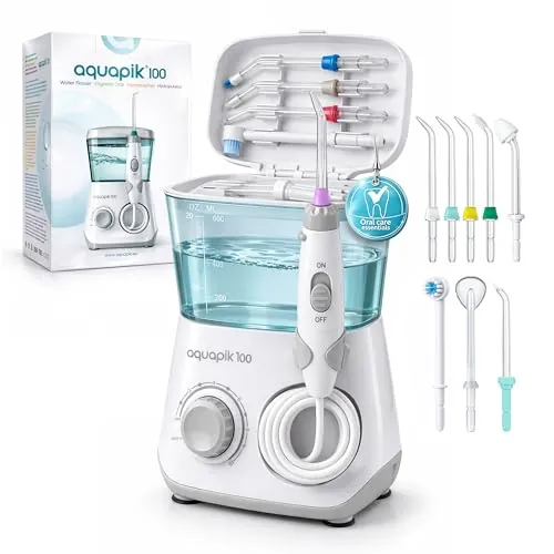 Irrigador Dental Aquapik100® Waterflosser 600 ml 10 Niveles 8 Boquillas