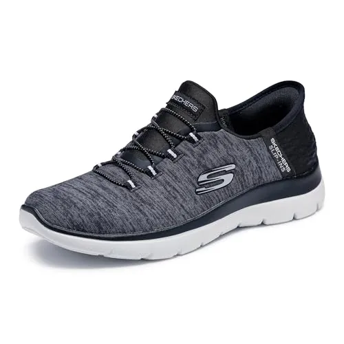 Skechers Mujer Summits Dazzling Haze Slip-In Entrenador, Black Mesh/White Trim, 40.5 EU Large