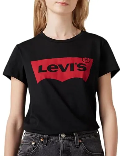 Levi's The Perfect Tee , Large Batwing Logo, Camiseta, Mujer, Mineral Black, XL