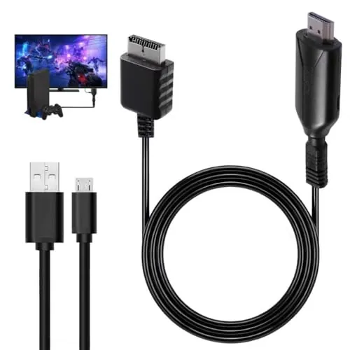 COCOHO Adaptador PS1/PS2 a HDMI Cable, Convertidor PS1/PS2 a HDMI 720P/1080P,Cable de PS2/PS1 a HDMI Convertidor Multifunción para Consolas de Juegos Cable TV Monitor HDTV 100 cm/39,3 Pulgadas