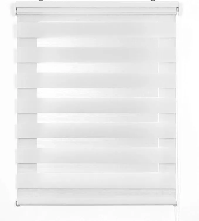 Estor Noche y Día, estor enrollable con doble tejido para ventanas y puertas (160 cm x 180 cm, Blanco)