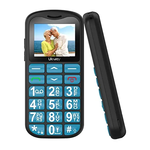 uleway - Teléfono móvil para Personas Mayores con Teclas Grandes y sin Contrato, Dual SIM, teléfono móvil gsm para Jubilados con botón de Llamada de Emergencia SOS, Color Azul