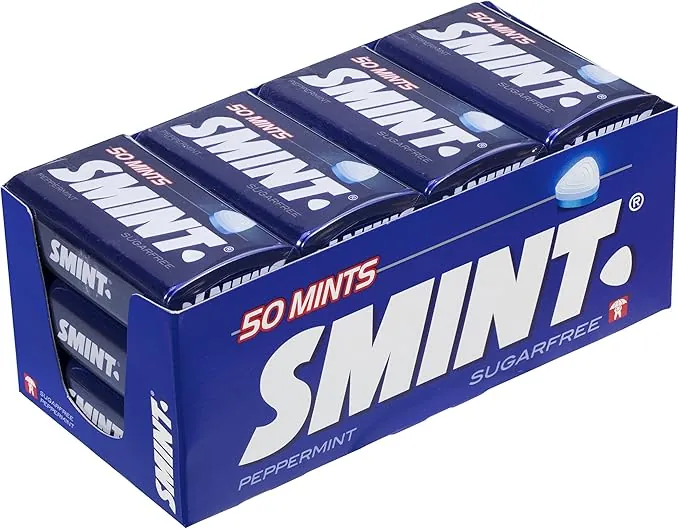 Smint Tin Menta, Caramelo Comprimido Sin Azúcar - 12 unidades de 35 gr. (Total 420 gr.)
