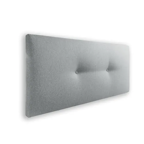 Silcar Home - Cabecero de Cama 90 Tejido Gris Claro Silvi - Tapizado, Estructura Madera, Hilera Botones Estilo Moderno - Fácil Instalación, Acolchado Confort - 90 cm, Tela Gris Claro