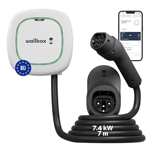 Wallbox Pulsar MAX 7.4kW, Cargador Coche Electrico Cable 7M, Cargador EV