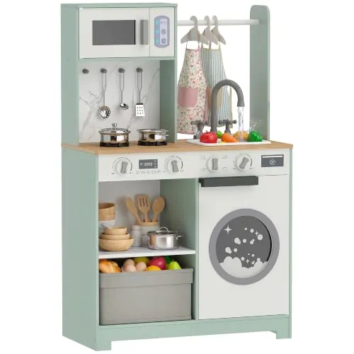 AIYAPLAY Cocina de Juguete de Madera Cocinita Infantil 3-6 Años Verde