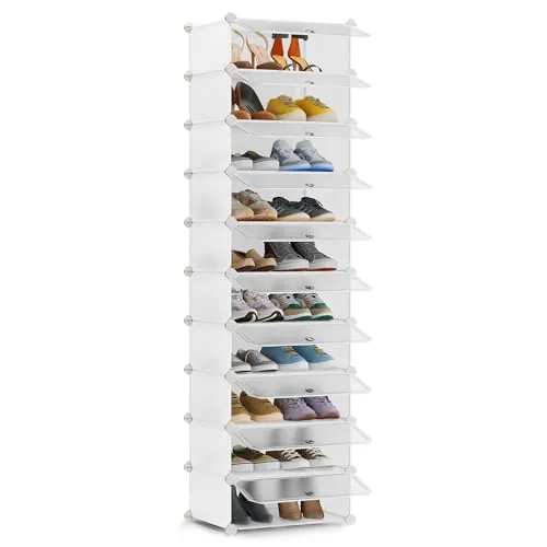 SONGMICS Zapatero, Entrada recibidor, Modular, 10 Compartimentos, Puerta