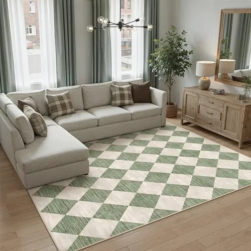 PureCozy Alfombra Salon 160x230cm Verde Lavable