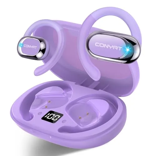 AI Auriculares Traductores de Idiomas, 7 Modos de 58H Auriculares Bluetooth Oído abierto para Viajes Negocios, 2026 Bluetooth 5.4 Traducción Audífonos de traducción en tiempo real 164 idiomas, Morado