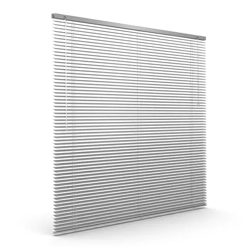 Victoria M. Persiana de Aluminio, Veneciana Fijación sin Taladrar, Incluye Clips de Sujeción Klemmfix, 120 x 130 cm, Plata