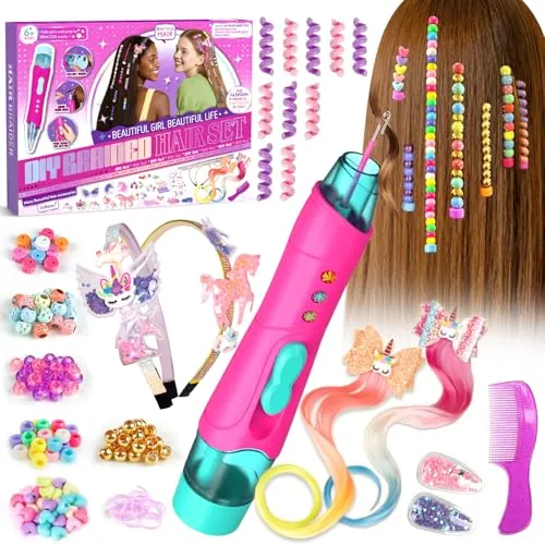 Regalo Niñas 5 6 7 8 9 10 Años, Trenzador de Pelo con Perlas y Accesorios