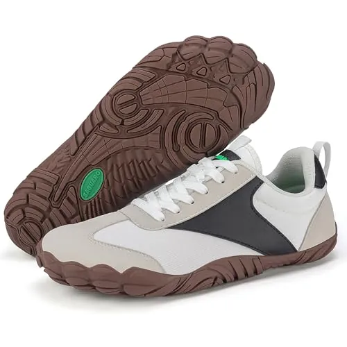 SAGUARO Zapatillas Barefoot Mujer Ligera Zapatos Minimalistas Hombre Transpirable Sneakers Barefoot Antideslizante Calzado Descalzos Interior Exterior, Blanco, 43