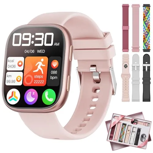 Reloj Inteligente Mujer con 7 Correas,|Regalos para Mujer|, 1.83" Smartwatch con Bluetooth Llamada, 100+ Modos Deportivos, Monitor Pulsometro/SpO2/Sueño, Relojes Inteligentes para Android iOS