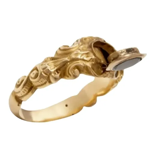 Ferricult Anillo venenoso vintage con compartimento secreto, anillo de medallón de latón para pastillas y recuerdos, joyería de estilo retro dorado decoración del hogar