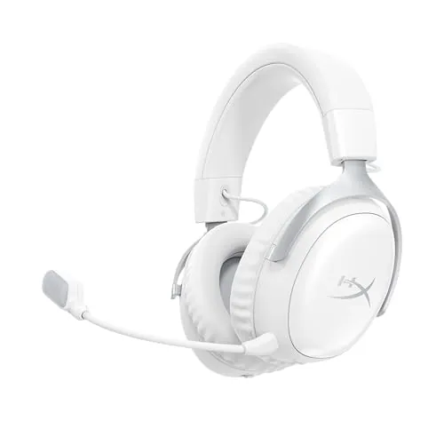 HyperX Cloud III S - Auriculares Gaming inalámbricos, Bluetooth, 2.4Ghz, PC, PS5, Xbox, Drivers 53 mm, DTS, micrófono 10mm, batería hasta 200h, Blanco