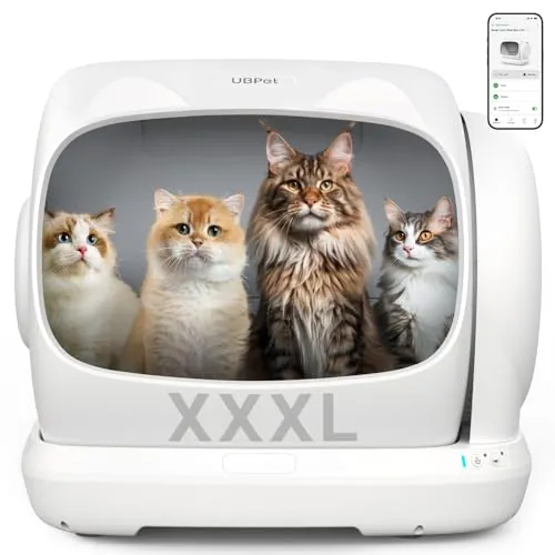 UBPET XXXL Arenero Gatos Autolimpiable,106L - Arenero Autolimpiable con Control por App, Desodorizador, Gran Capacidad, Arenero Automatico para Múltiples Gatos