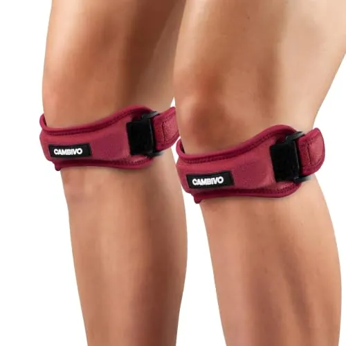 CAMBIVO Rodillera Adjustable x2, Cinta Rotuliana, Rodilleras Menisco y Ligamento con Correa para Tendón Rotuliano, Correr, Saltar, Gym, Alivio de la Tendinitis, Estabilización de la Articulación
