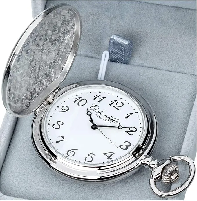 Eichm?ller Reloj de Bolsillo de Cuarzo Savonnette con mosquet?n, Cadena y Caja
