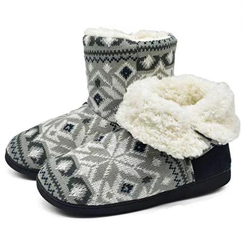 ONCAI Zapatillas De Casa Para Mujer En Invierno Lana Artificial Forrada De Botones En El Lateral, Cómoda y Cálida Gris 40/41 EU