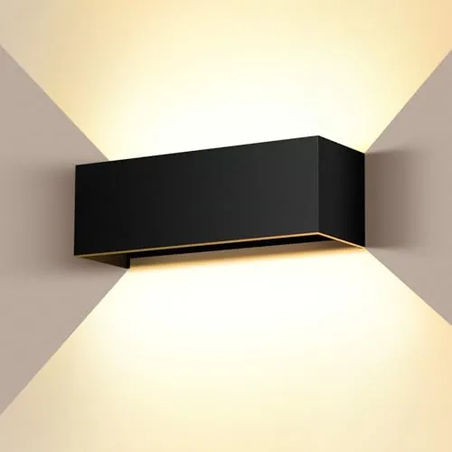 Aplique Exterior Pared 36W Negro Aplique exterior Ángulo de haz Ajustable 3000K Bianco Caldo Apliques Pared Interior/Exterior Impermeable IP65