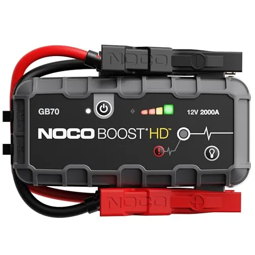 NOCO Boost GB70: Arrancador de Batería de Litio de 2000A UltraSafe – Antichispas y Protección contra Polaridad Inversa – Power Bank USB y Linterna LED – para Motores de Gasolina 8,0L y Diésel 6,0L