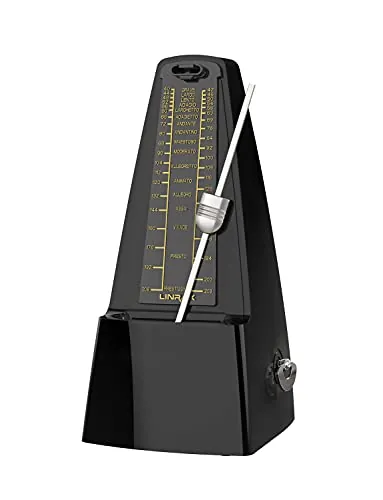 Linrax M1 Metrónomo Mecánico para Piano Guitarra Bass Bajo Ukelele Batería Drum Violín y Otros Instrumentos Musicales, Rastrear Tempo y Ritmo, Sonido Fuerte, Alta Precisión, Negro
