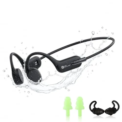 HIFI WALKER Auriculares Conducción Ósea Natación, IPX8 Impermeables para Nadar, MP3 32GB, Bluetooth 6.0, Open Ear Acuáticos para Piscina, Correr, Ciclismo y Gimnasio