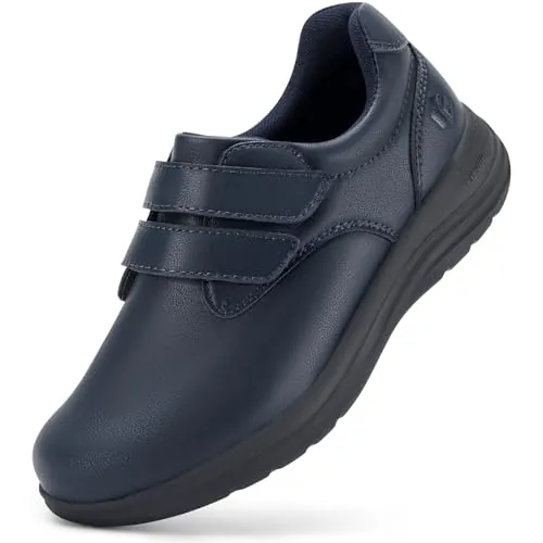 FitVille Zapatos Diabéticos para Mujer Extra Ancha Zapatos Piel Comodos Zapatos Ortopédicos Fascitis Plantar Zapatos para Caminar para Pies Sensibles Pies Hinchados Azul 39 EU X-Ancho