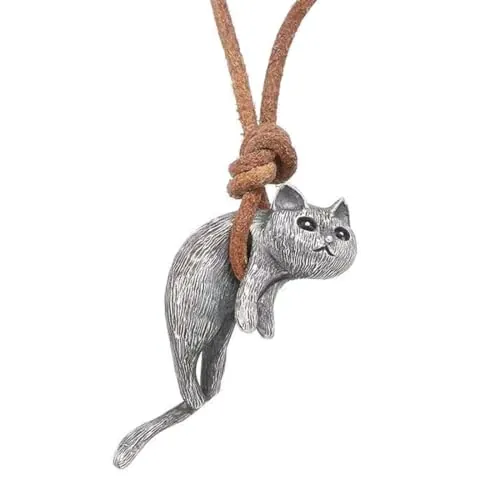 HZAOPZE Collar Sé tu muñeca minina, Collar con colgante de gato, regalo para amantes de los gatos, cumpleaños, aniversario, Navidad, regalos para niños, niñas, adolescentes, parejas, gris pistola
