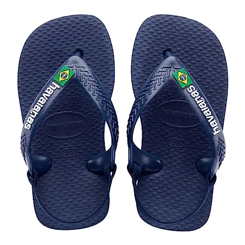 Havaianas Baby Brasil Logo II FlipFlop Unisex niños Navy Blue/Citrus Yellow 25 EU