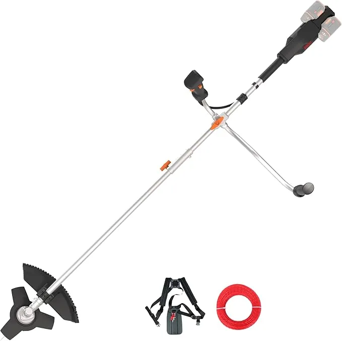 Worx Desbrozadora inalámbrica 40 V WG084E.9, Hoja de 25,5 cm, Alambre de Corte 38 cm, Mango de guidón, Motor sin escobillas y Tapa de protección, compacta y Ligera, sin batería ni Cargador