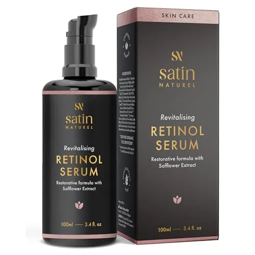 Satin Naturel Sérum de Retinol 100 ml – Sérum Facial Antiedad & Antiarrugas – Con Retinol, Ácido Hialurónico, Niacinamida & Aloe Vera Bio – Vegano & Cosmética Natural – Piel Uniforme y Radiante