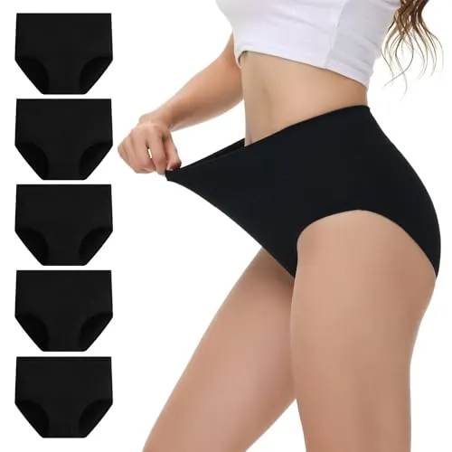 NUOZA Bragas Mujer Algodon Talle Alto Bragas Postparto Braguitas Culotte Mujer Ropa Interior Faja Reductora Underwear Cómodas y Suaves Negro 2XL
