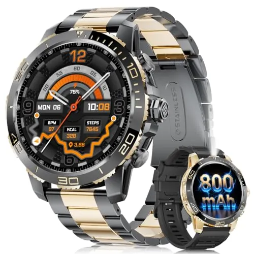LIGEMI EF21 -L Smartwatch Hombre Reloj Inteligente Militar AMOLED 1.43", IP68 Impermeable, 800mAh, Llamadas Bluetooth, 120+ Modos Deportivos, Frecuencia Cardíaca