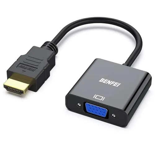BENFEI Adaptador HDMI a VGA 1080P, para PC, TV, Ordenadores Portátiles y Otros Dispositivos HDMI - Negro