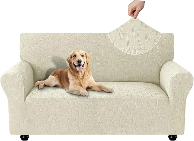 Ystyle Funda Sofa 2 Plazas, Couch Cover Elasticas, Funda para Sofa Antiarañazos Gatos, Forros para Sofas Antideslizante, Protector Sofa Antimanchas Lavable Anti Perros, Beige