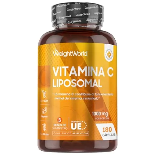 Vitamina C Liposomal 1000mg - 180 Cápsulas con Rosa Mosqueta - La Vitamina C Contribuye al Funcionamiento Normal del Sistema Inmunitario (EFSA) - Suplemento Vitamínico para 3 Meses, Vegano y Sin OGM