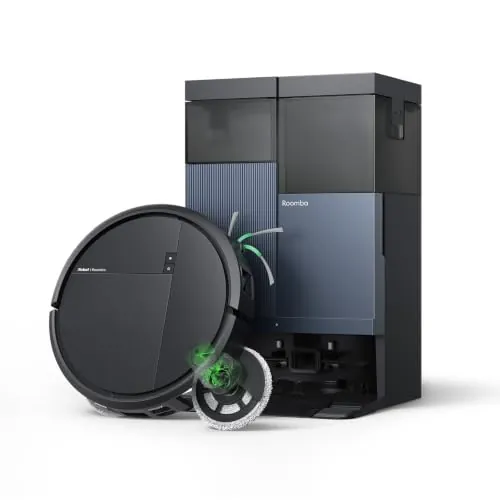 iRobot Roomba Plus 415 Combo y Base AutoWash multifunción, Robot Aspirador y Friegasuelos, 20.000Pa, Mopa Extensible, Mopas DualClean Elevables, Secado Calor, LiDAR Clearview, Autonomía 90 Días,Negro